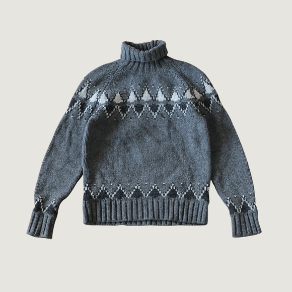 Nudie Jeans Other - Nudie Jeans Turtleneck Gray Fair Isle Nordic Wool Winter Large Sweater